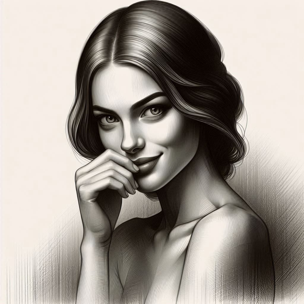 신비로운 미소의 여성 초상&amp;#44; 다빈치 스타일&amp;#44; 르네상2