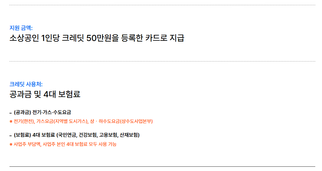 소상공인 부담경감 크레딧 지금방법 및 사용처 관련 이미지