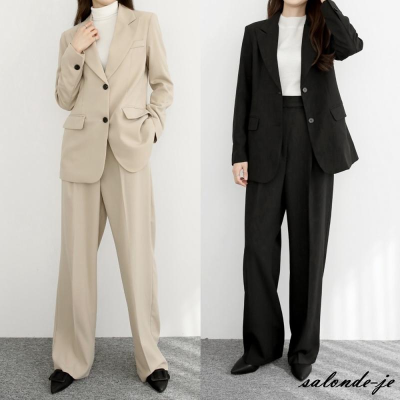 여자세미정장 와이드 투피스 여자셋업수트 빅사이즈 명품스타일 여성정장 세트