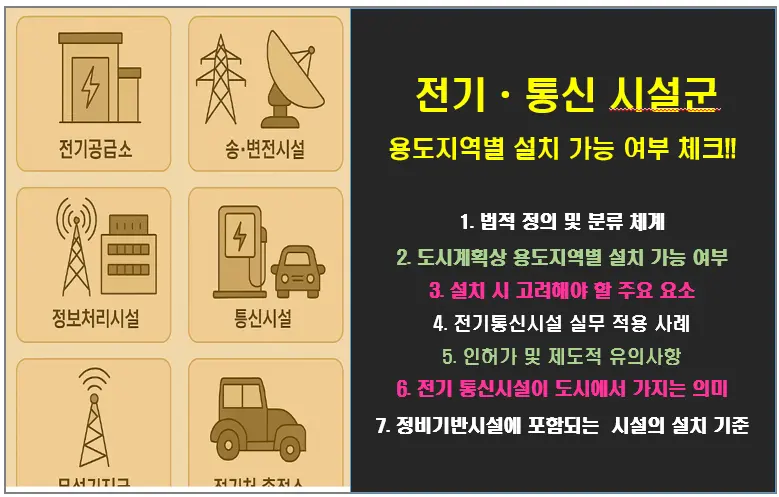 전기&middot;통신 시설군이란? 용도지역별 설치 가능 여부 체크