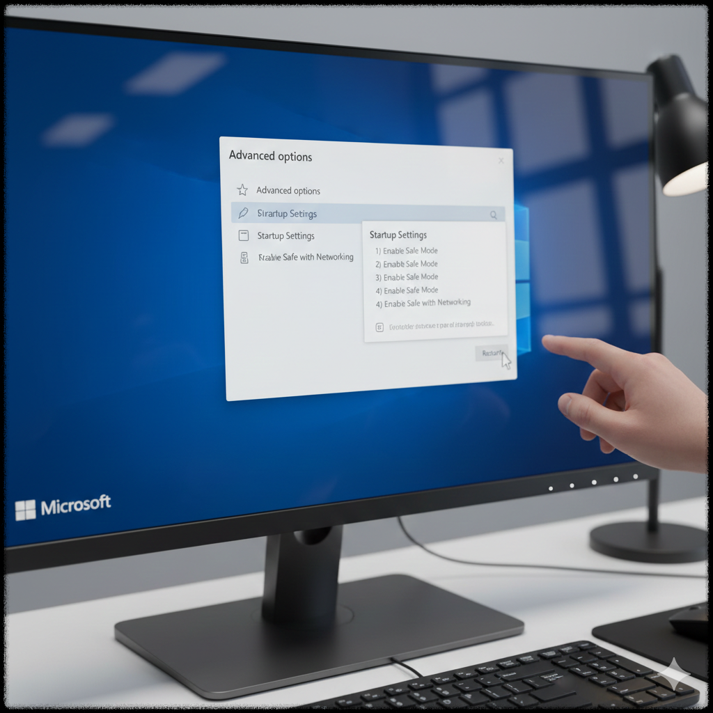 Windows 11 복구 옵션 화면에서 안전 모드로 진입하는 모습