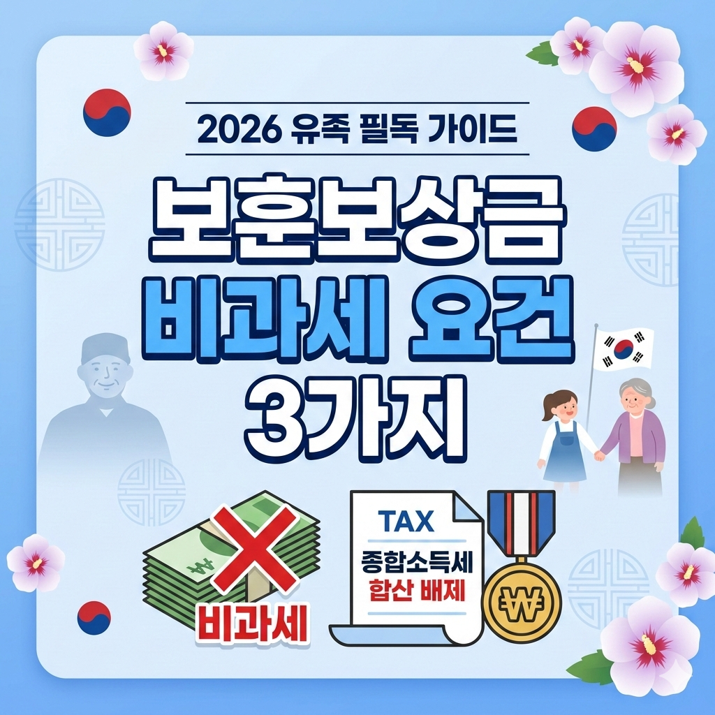 보훈보상금 종합소득세 합산 배제 요건 2026 유족 필독 가이드