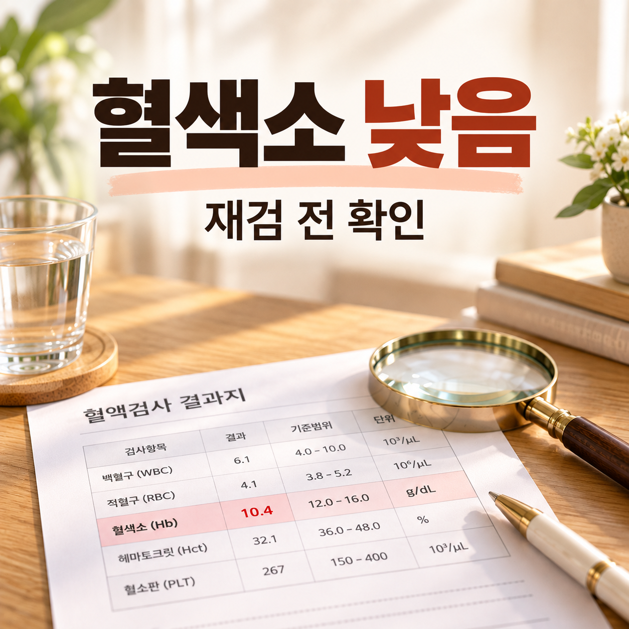 건강검진 혈색소 수치 낮음 재검 전 확인 대표 이미지