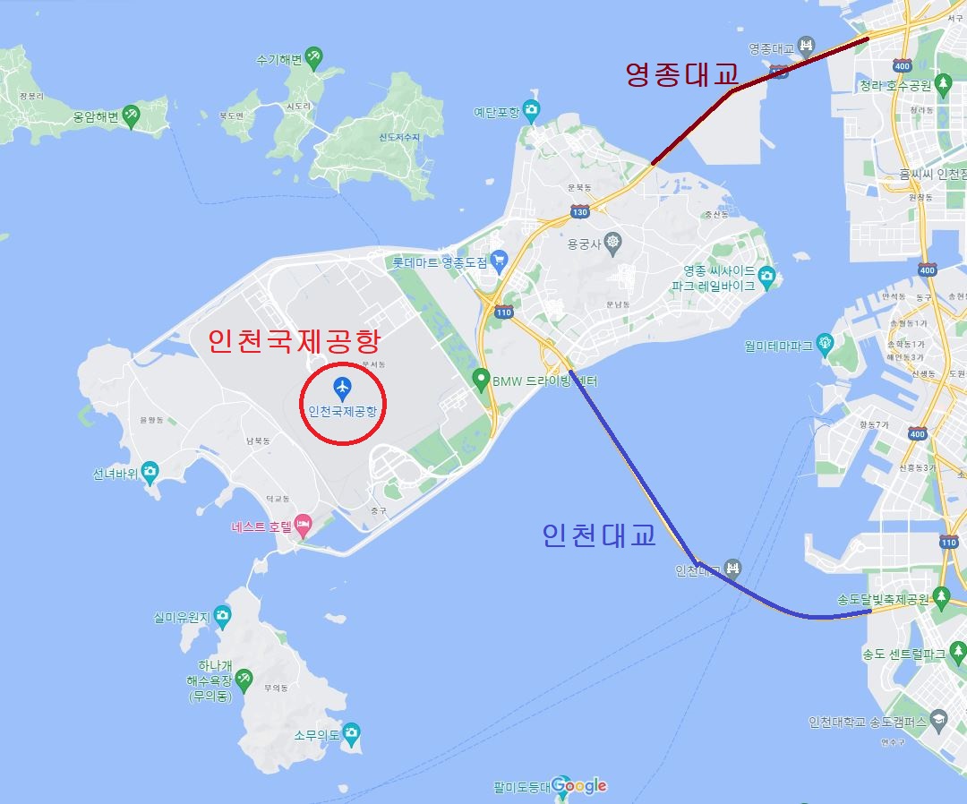 영종대교 인처대교 지도