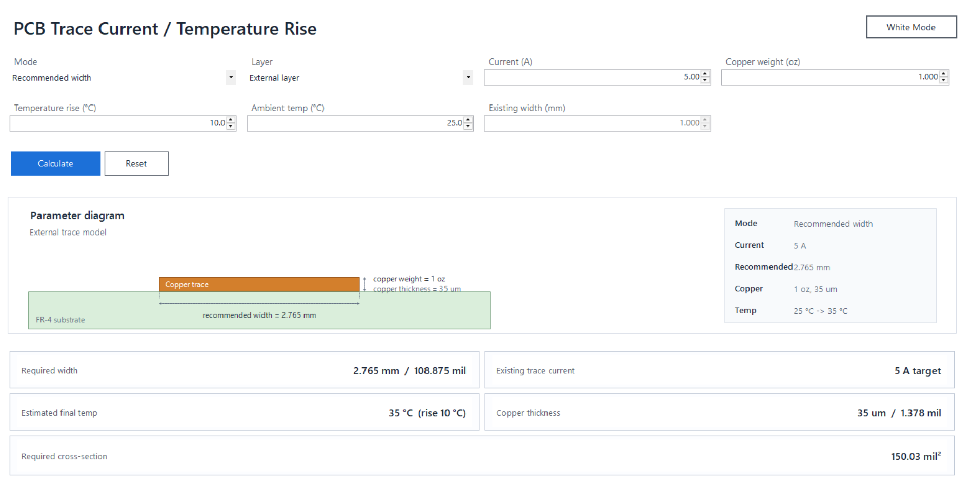 PCB Trace Current / Temperature Rise Calculator (.exe 다운)