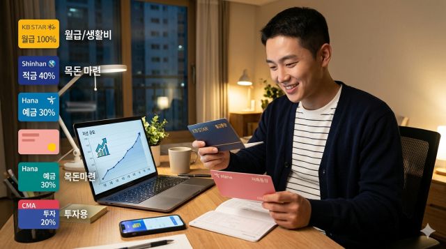 사회초년생 돈 모으기 통장 관리 방법과 통장 쪼개기 전략 설명 이미지