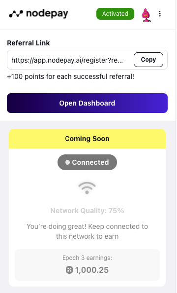 nodepay 로그인 후
