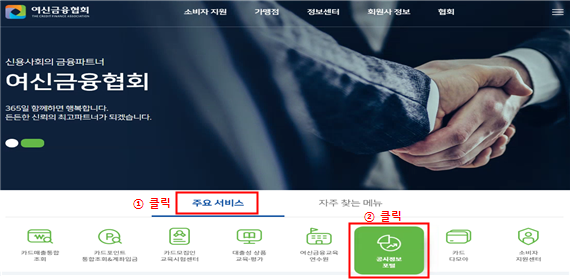 여신금융협회 홈페이지 접속방법