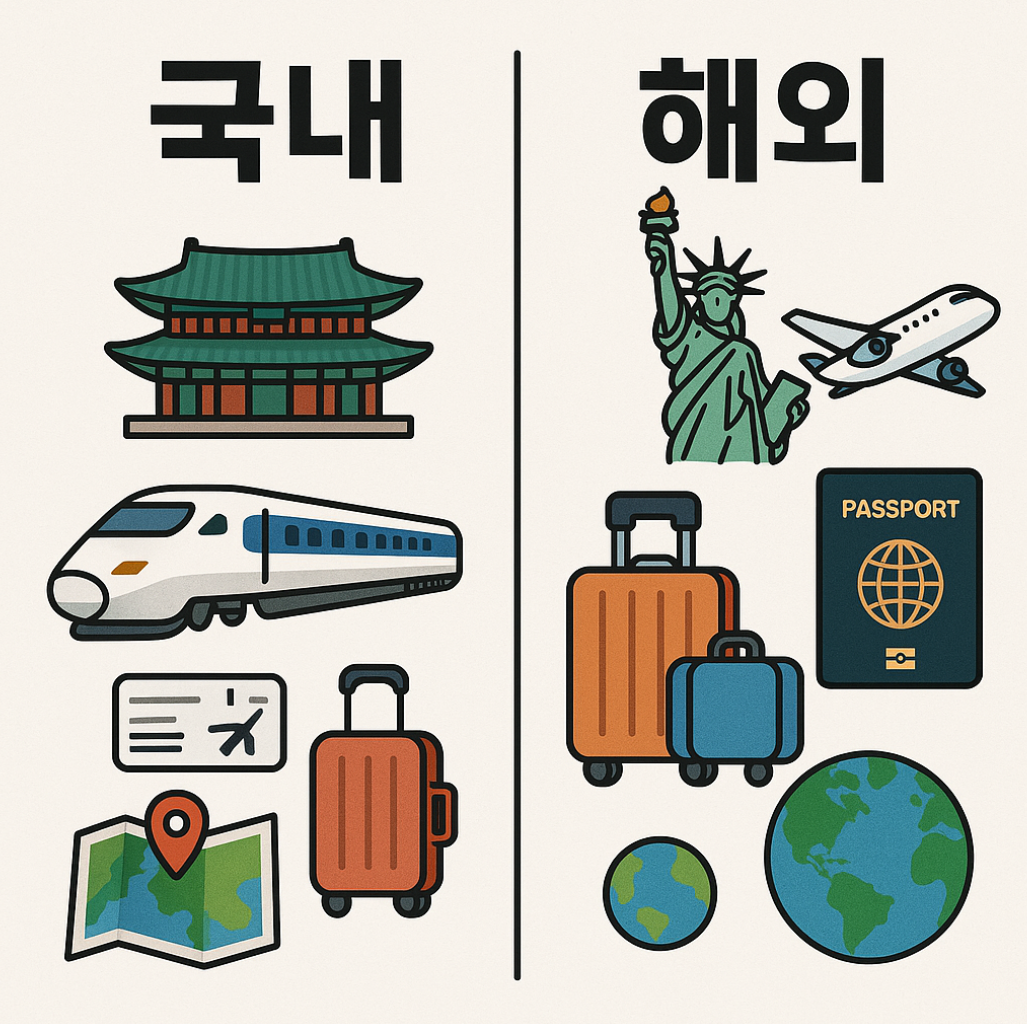 국내 vs 해외 여행 관련 사진