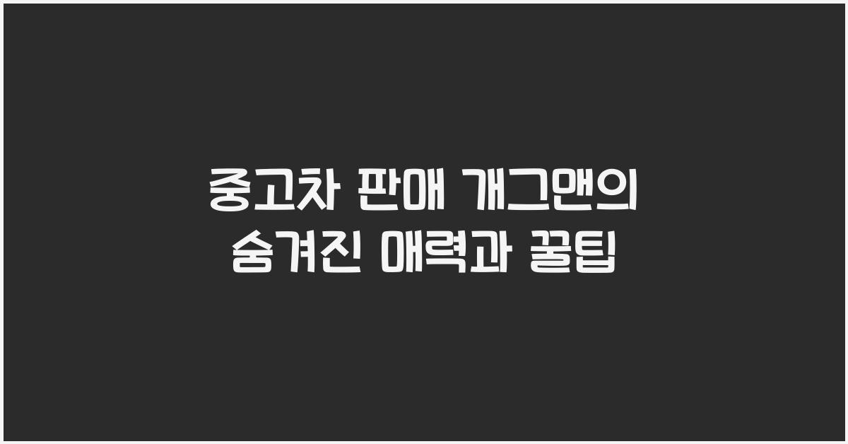 중고차 판매 개그맨
