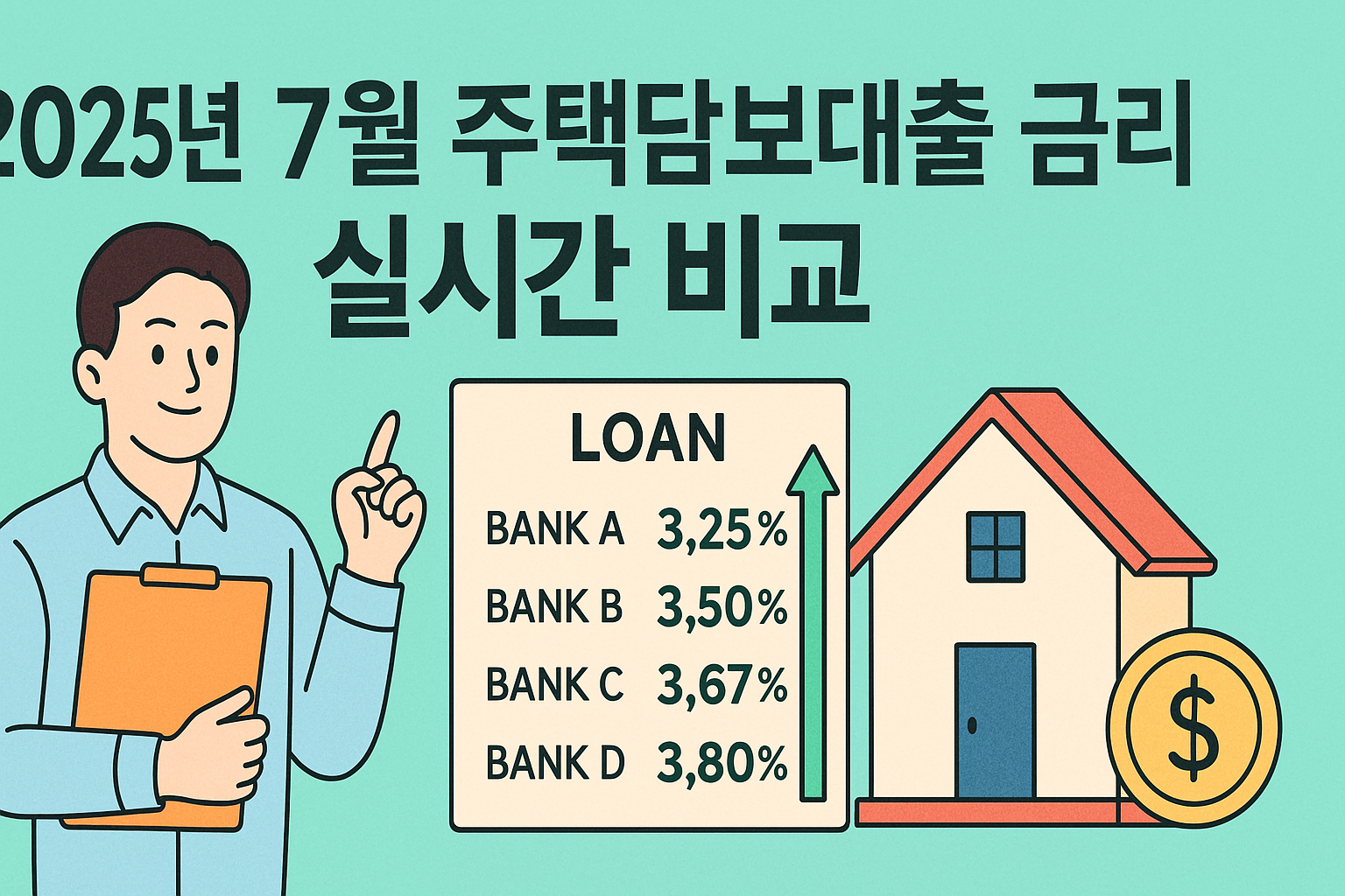 주택담보대출 금리, 2025년 7월 은행별 실시간 비교!