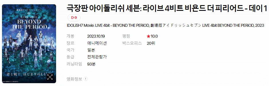 영화 개봉예정작 순위 2023년 10월 둘째주