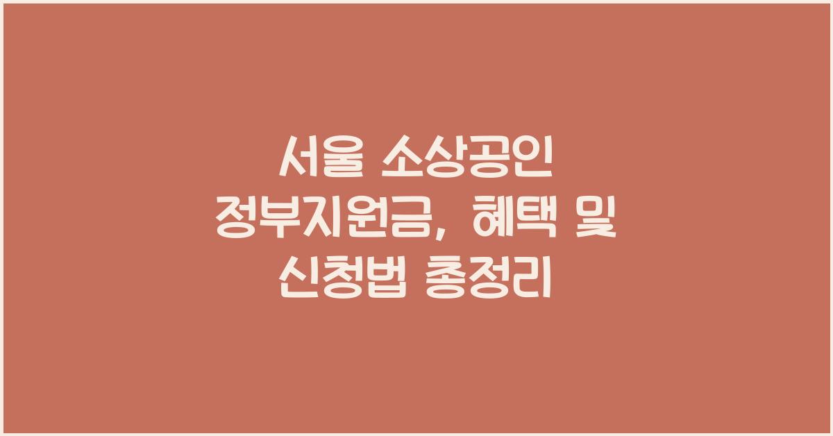 서울 소상공인 정부지원금