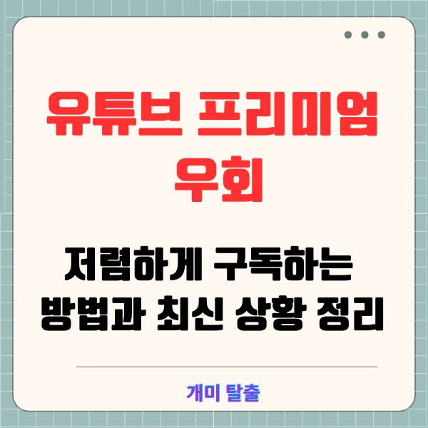 유튜브 프리미엄 우회, 저렴하게 구독하는 방법과 최신 상황 정리