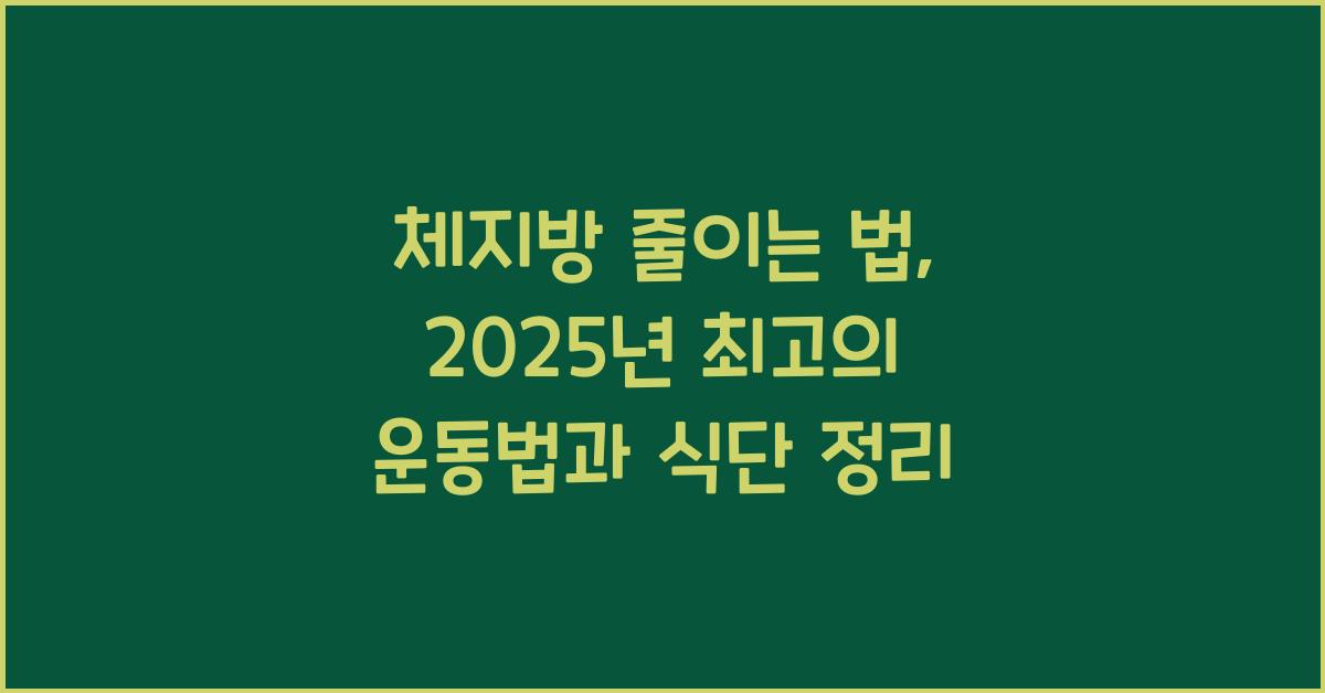 체지방 줄이는 법