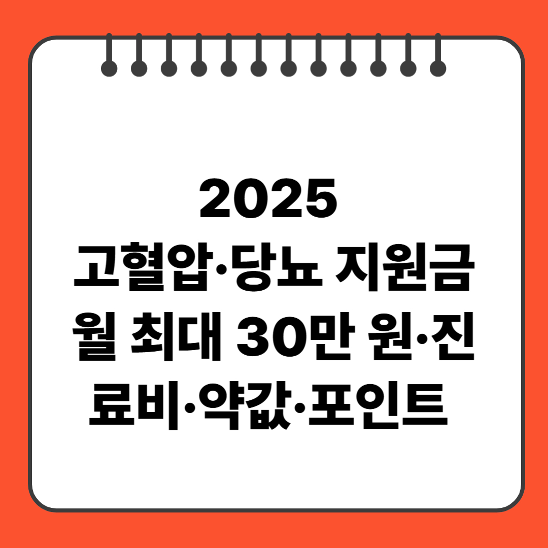 2025 고혈압·당뇨 지원금|월 최대 30만 원·진료비·약값·포인트