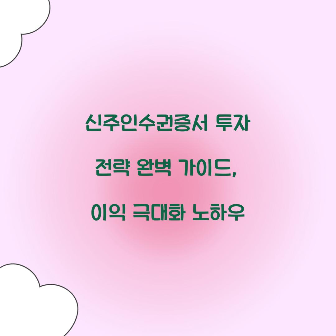 신주인수권증서 투자 전략