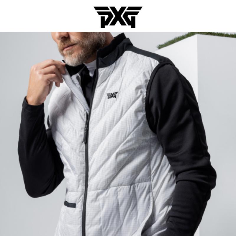 PXG 남성 골프베스트 그리드 패턴 경량 패커블 방수 조끼