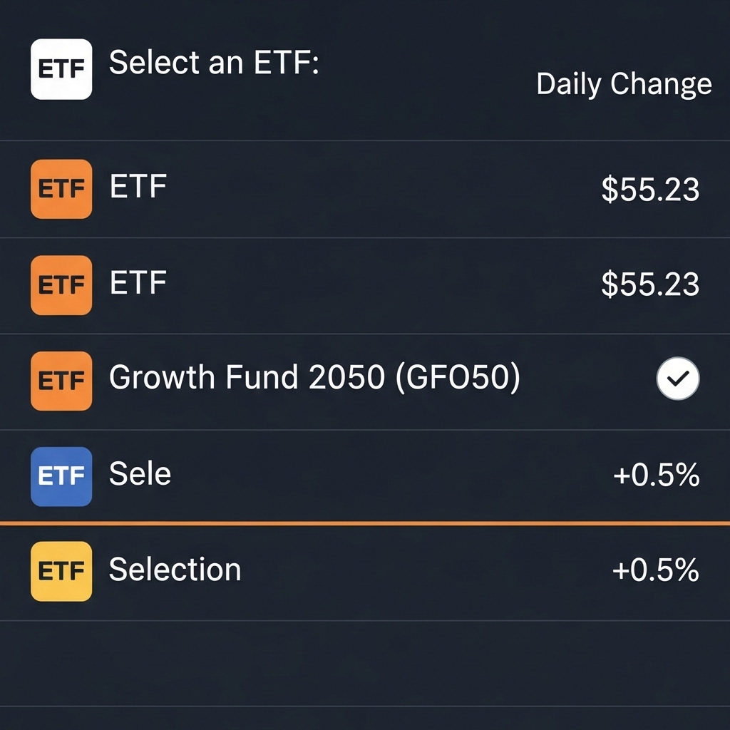 스마트폰 ETF 거래 앱 화면을 통해 초보 투자자가 쉽게 ETF를 매수하는 과정을 보여주는 모습
