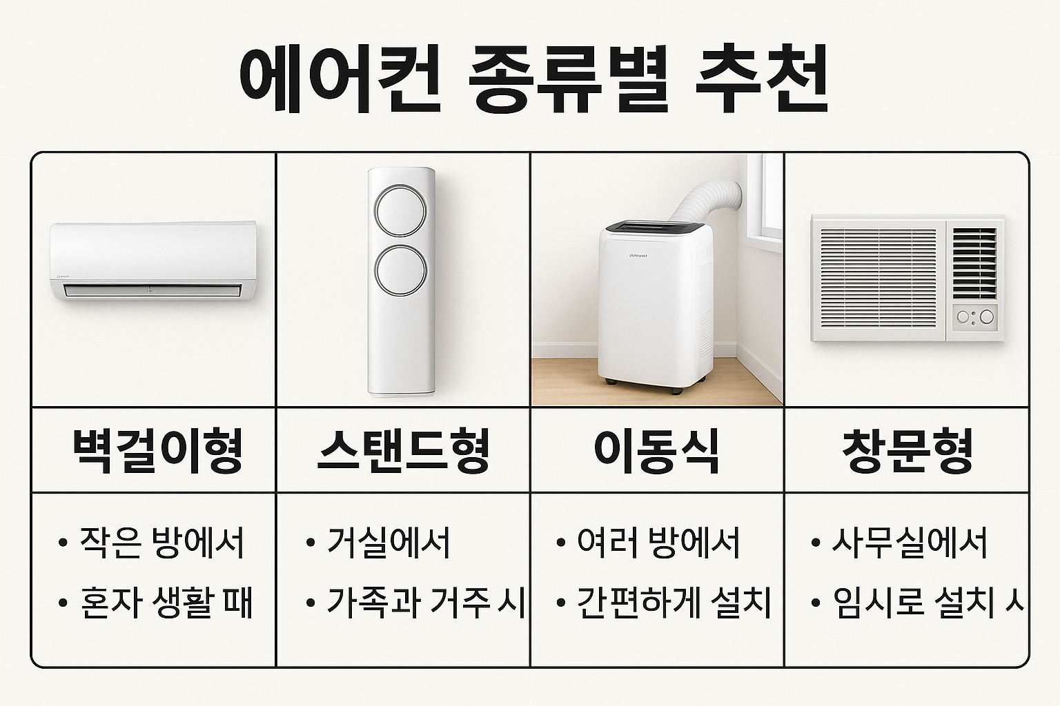 에어컨 종류별 추천과 싸게 사는 시기까지!