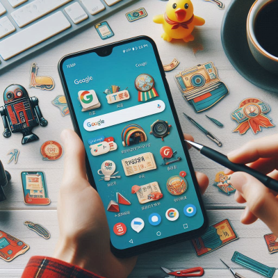 책상 위에서 스마트폰과 노트북으로 구글 번역을 사용하는 장면