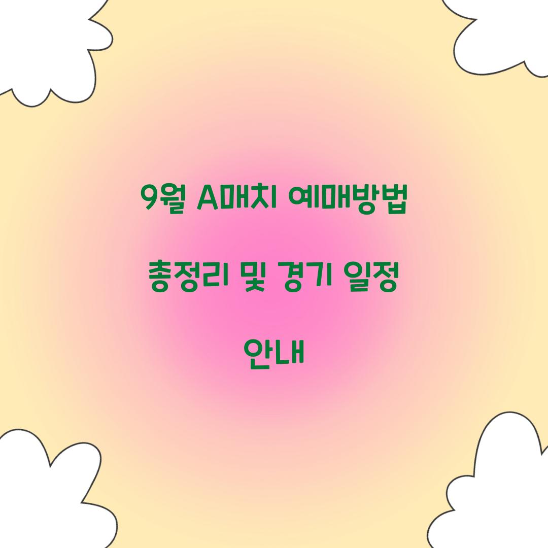 9월 a매치 예매방법