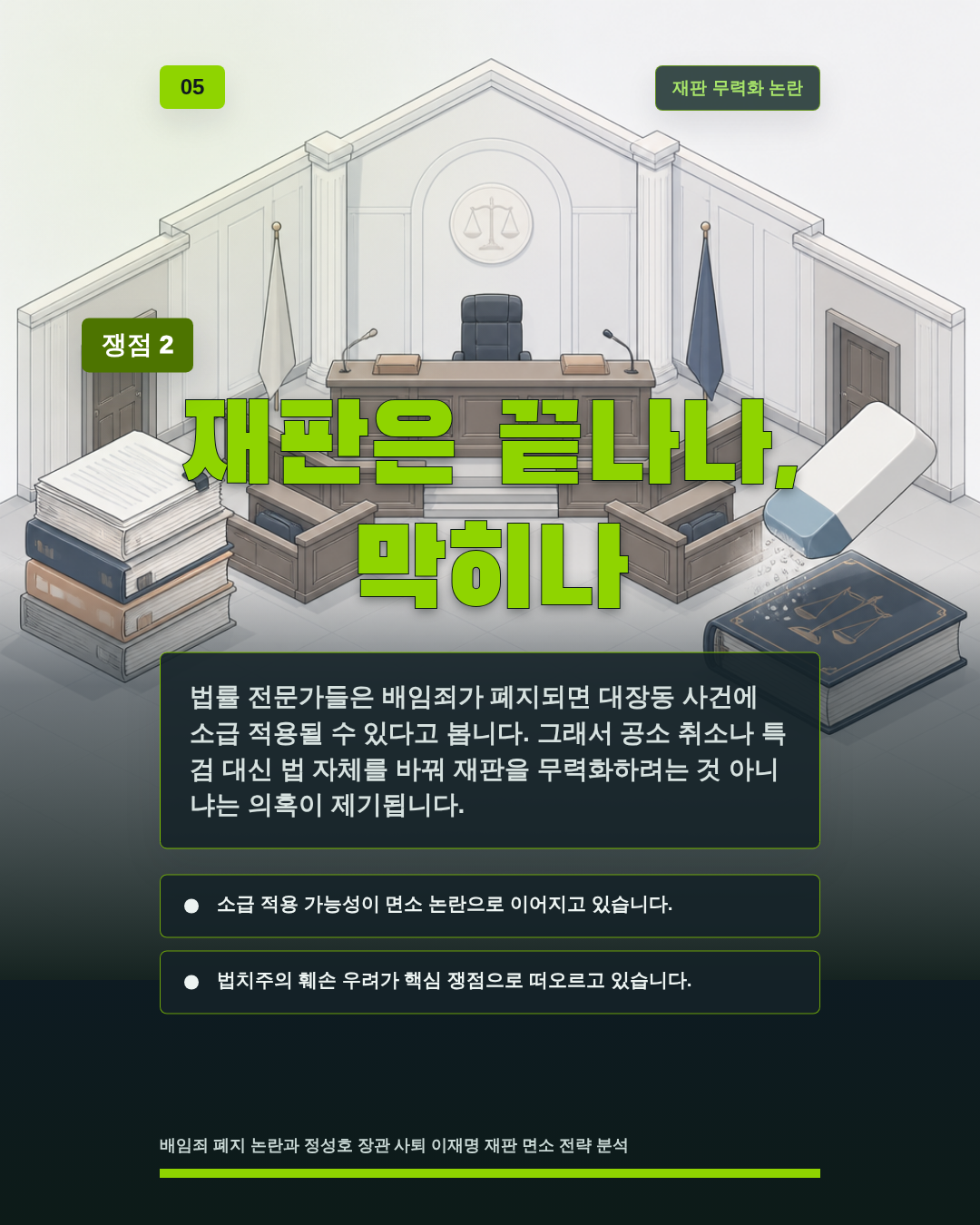 재판은 끝나나, 막히나