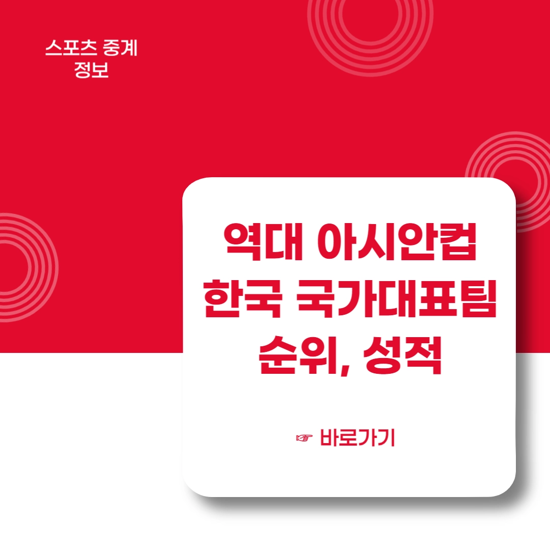 역대-아시안컵-한국축구-국가대표팀-순위-성적