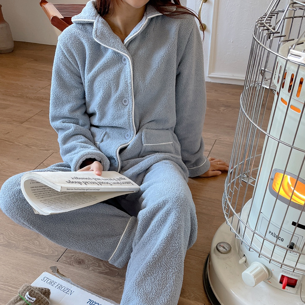 수면잠옷 양털 뽀글이 극세사 빅사이즈 파자마 커플잠옷
