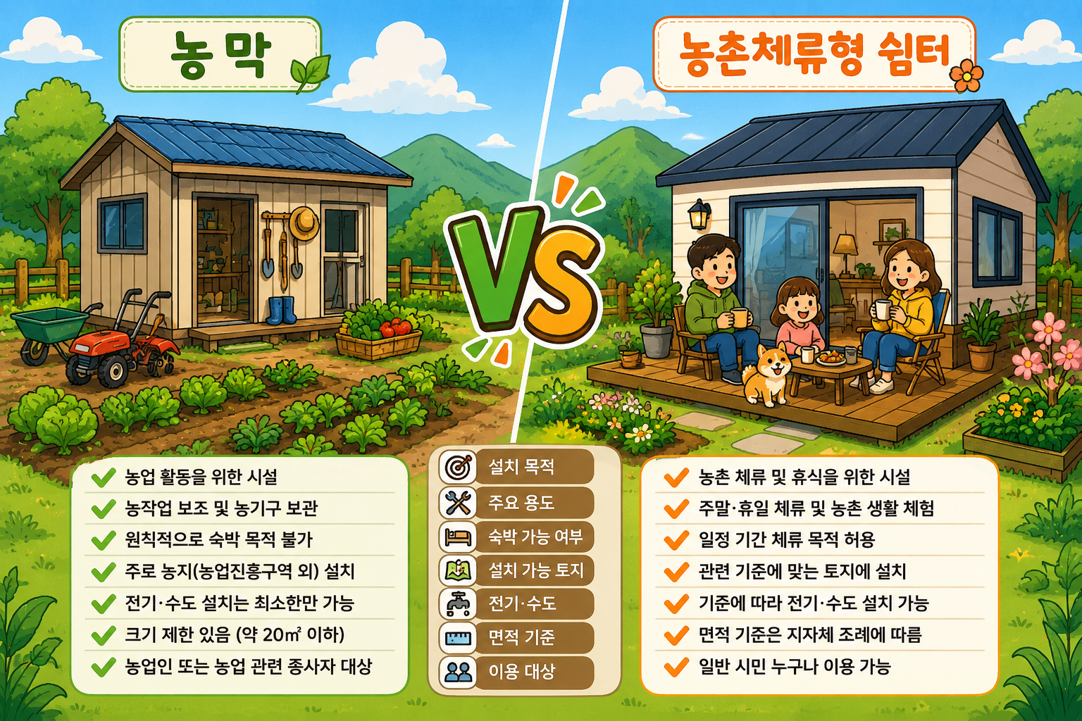 농막과 농촌체류형 쉼터, 무엇이 다를까?