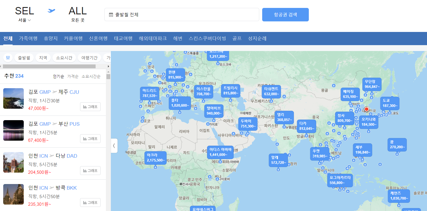 네이버 항공권 사이트