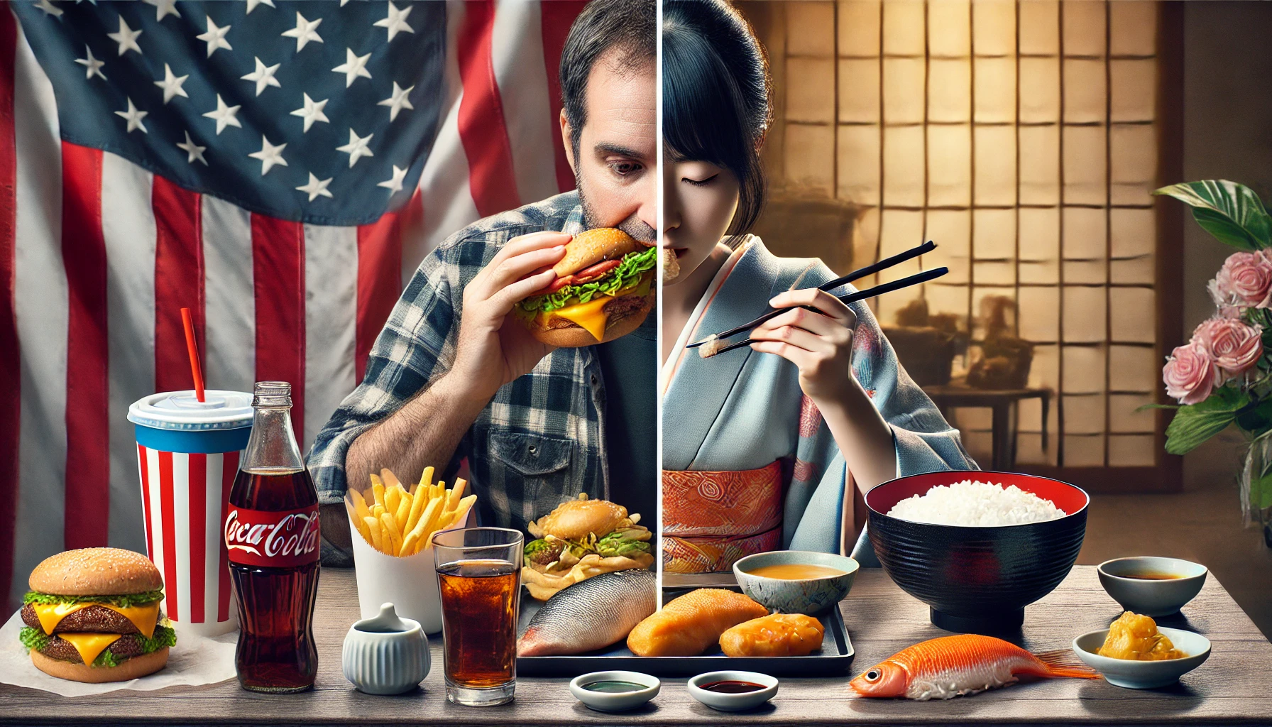 미국 vs 일본 식습관과 심리 관련 사진