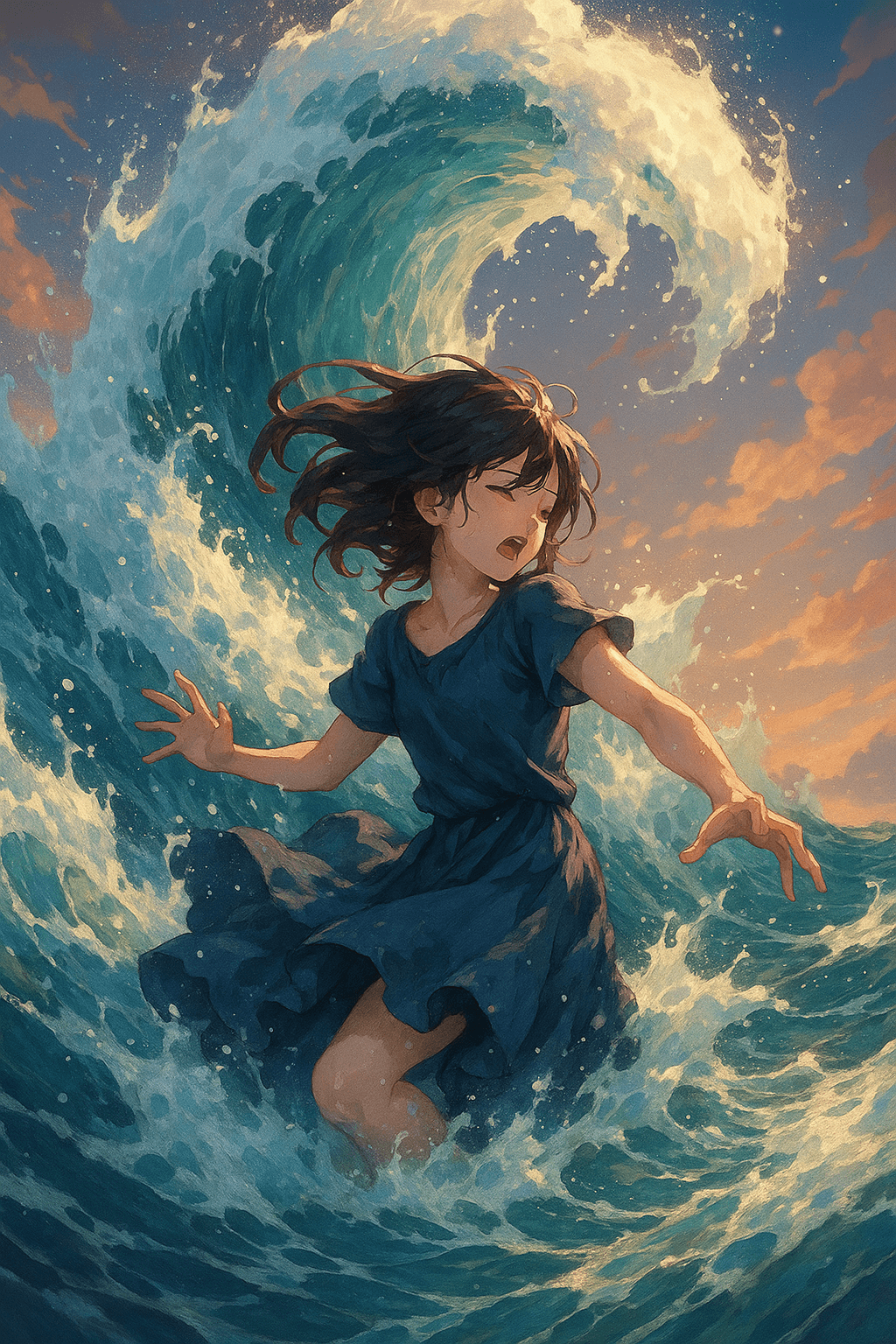 파도에 휩쓸리는 꿈