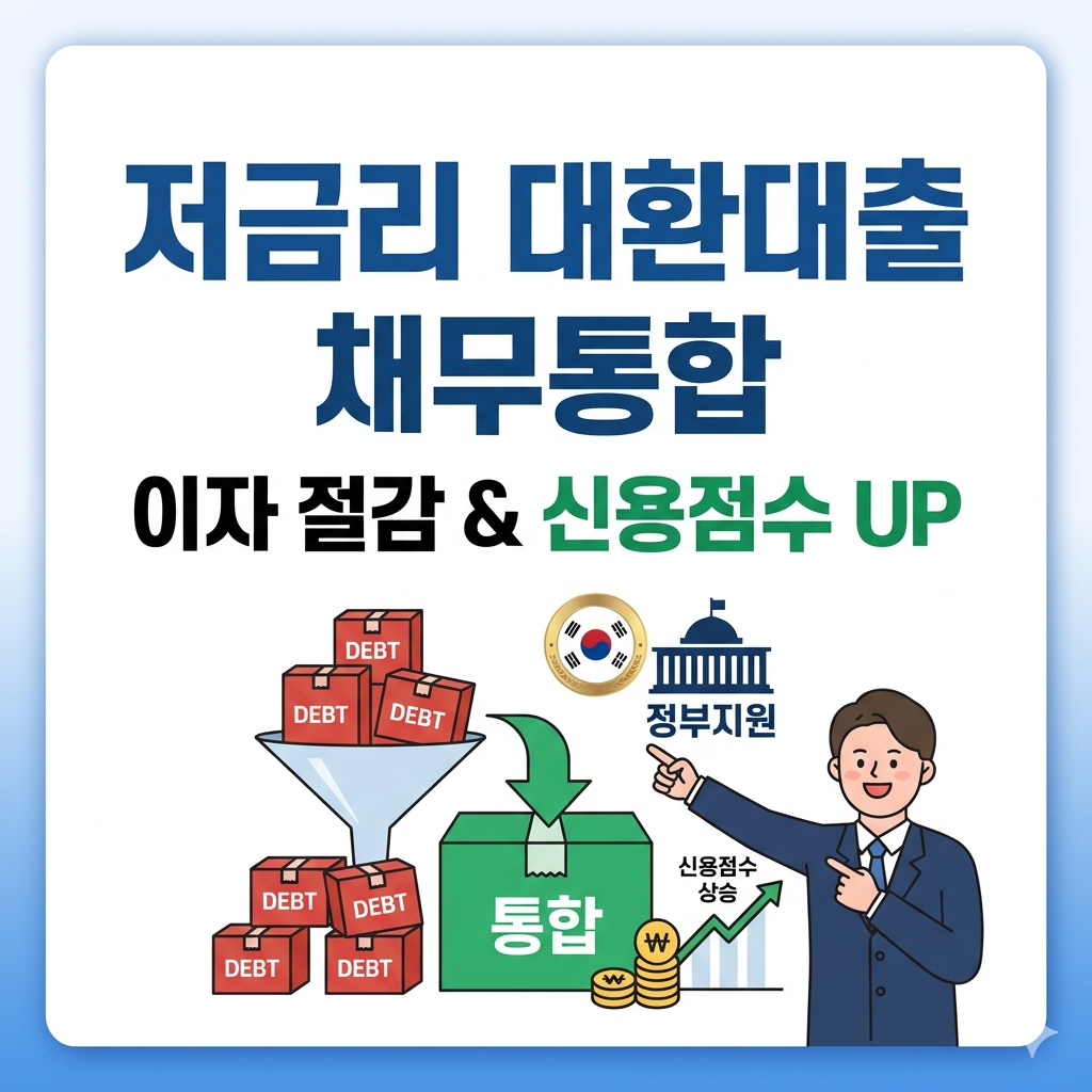 정부지원 저금리 대환대출 채무통합대환대출로 이자 절감하고 신용점수 올리는 방법