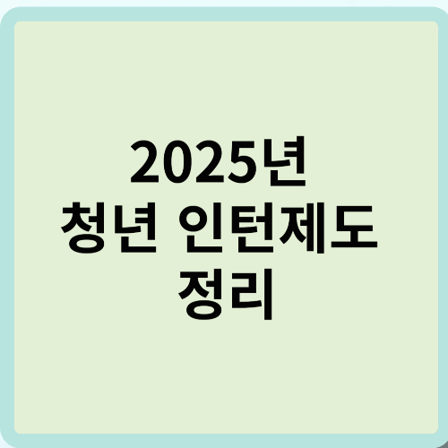 2025년 청년인턴 제도 정리
