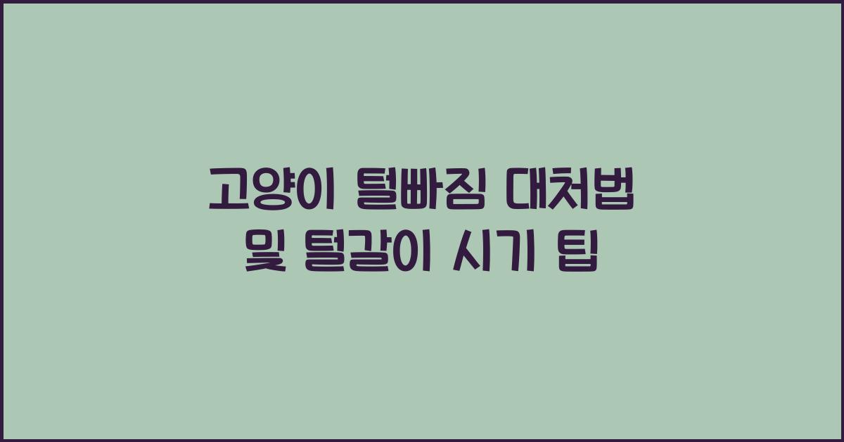 고양이 털빠짐 대처