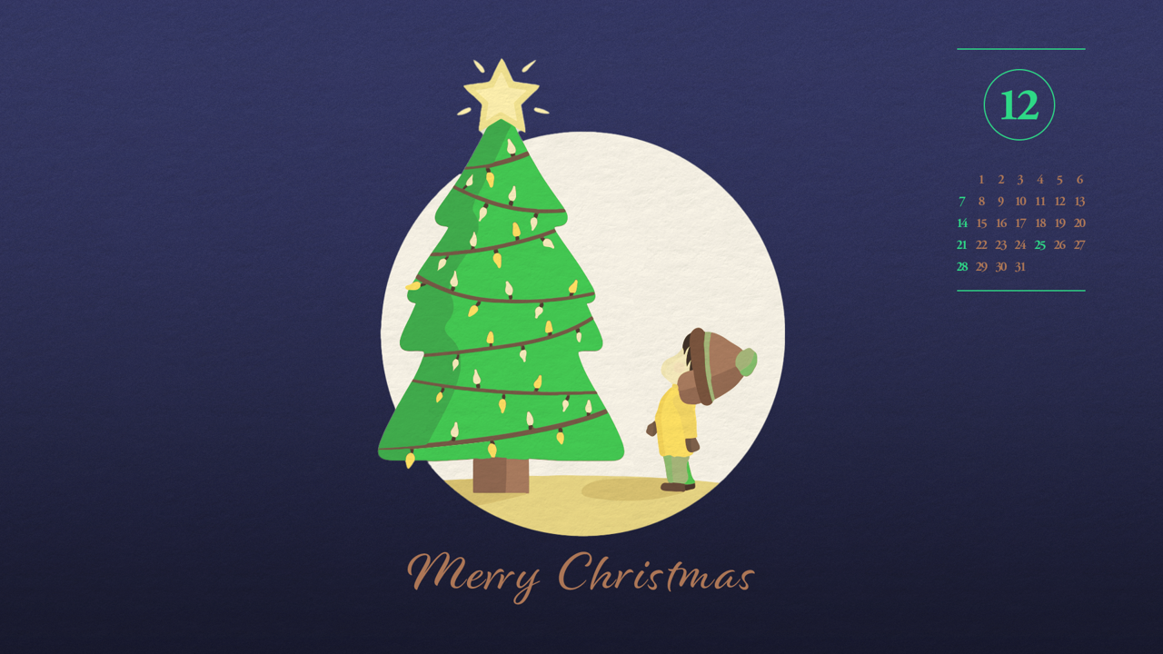 08 크리스마스트리와 소년 A - 2025년12월 달력배경화면
