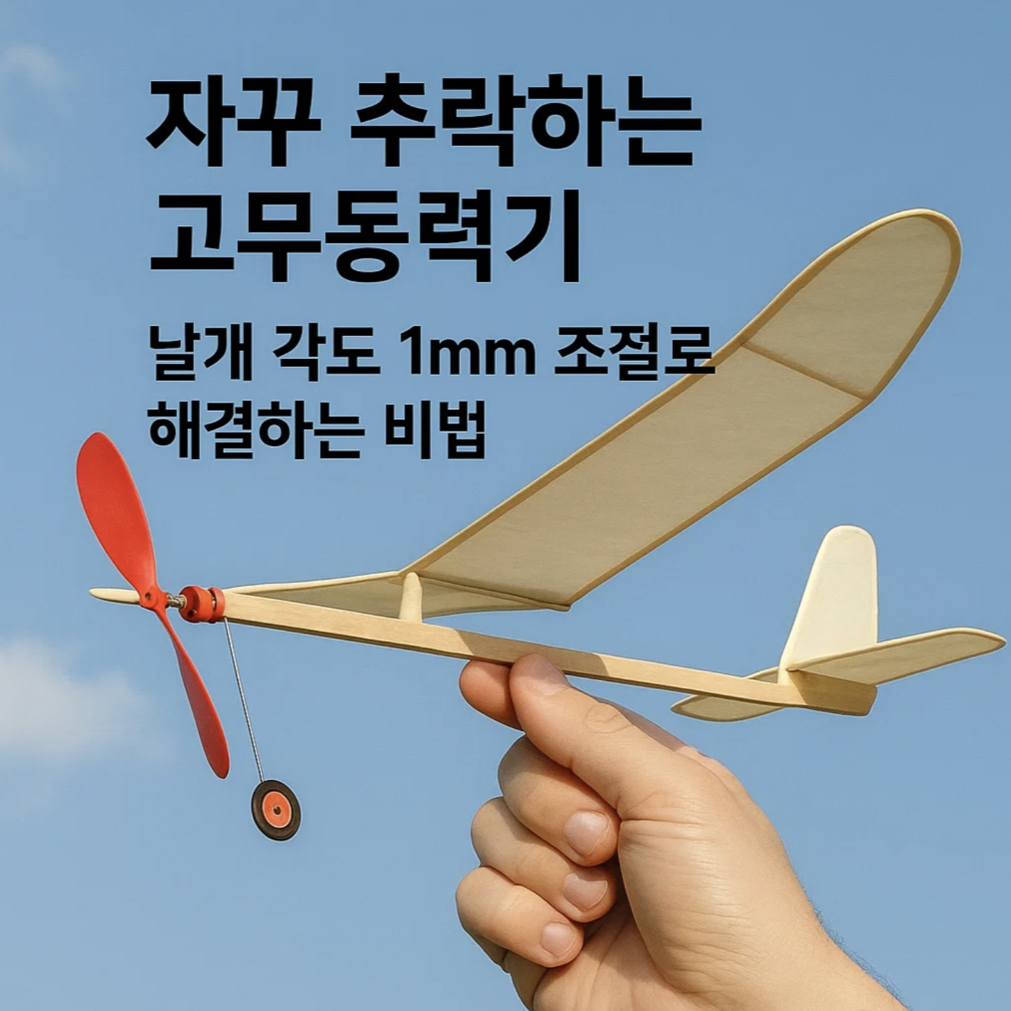 자꾸 추락하는 고무동력기, 날개 각도 1mm 조절로 해결하는 비법