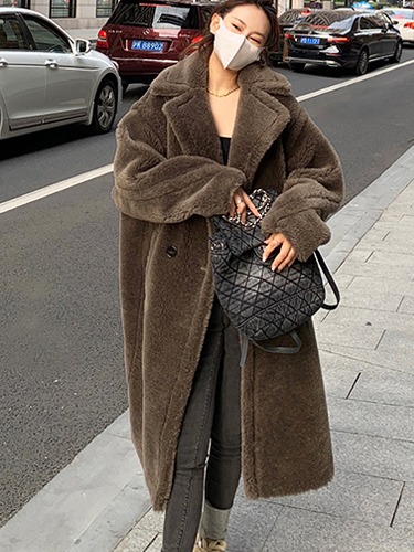 여성 겨울양모100 테디베어 나비올라 고현정 혜리 양털롱코트