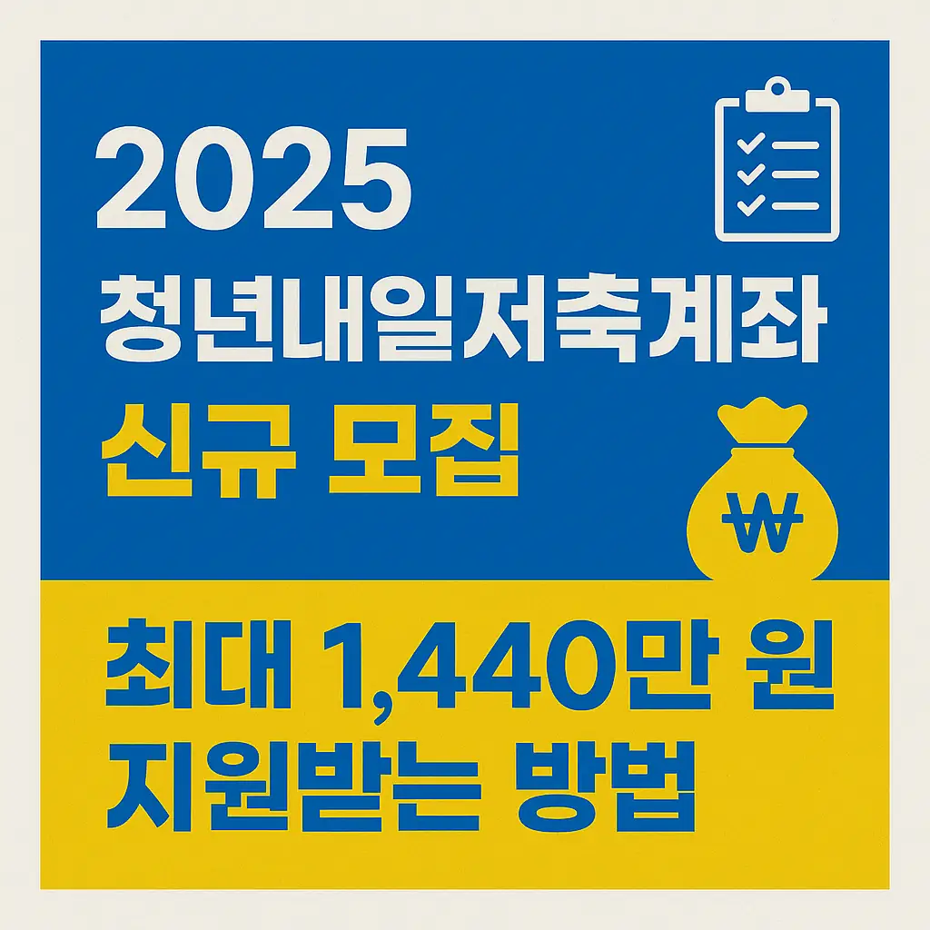 2025년 청년내일저축계좌 신규 모집: 최대 1,440만 원 지원받는 방법