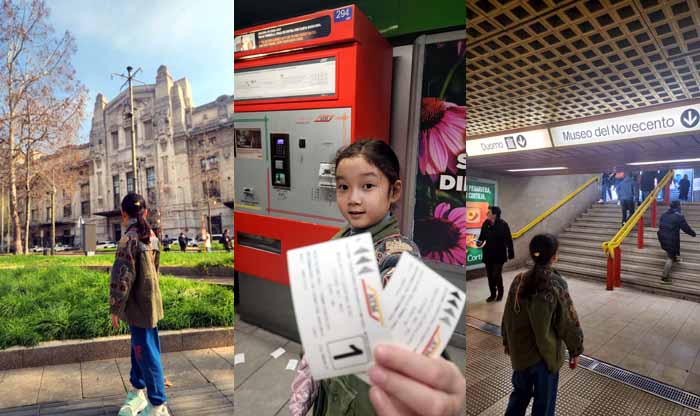 밀라노 첸트랄레 역 전경, 밀라노 지하철 티켓 구매, 밀라노 두오모역에 도착한 모습