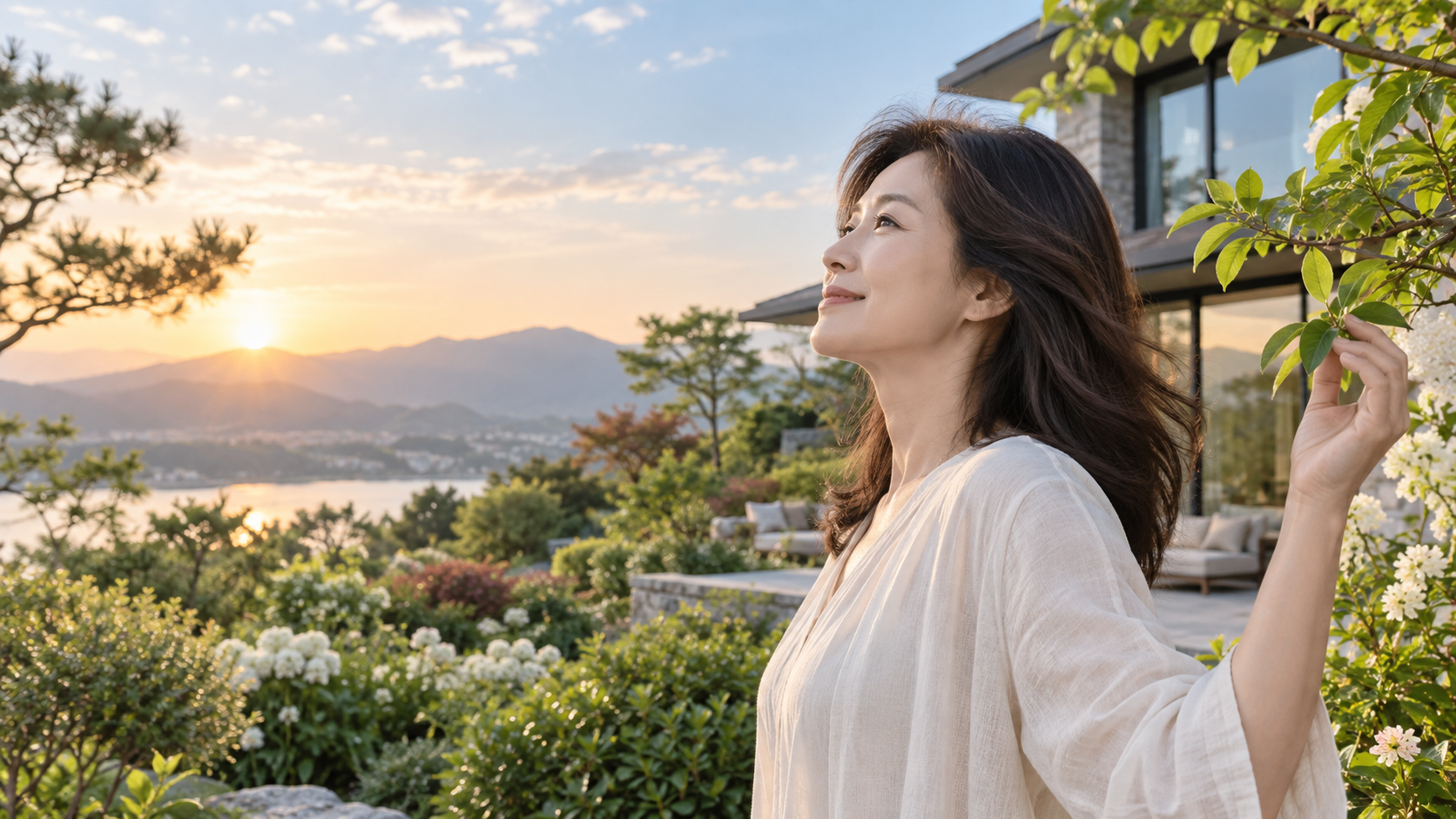 풍성한 머리카락과 새잎으로 표현한 회복과 새 출발의 꿈