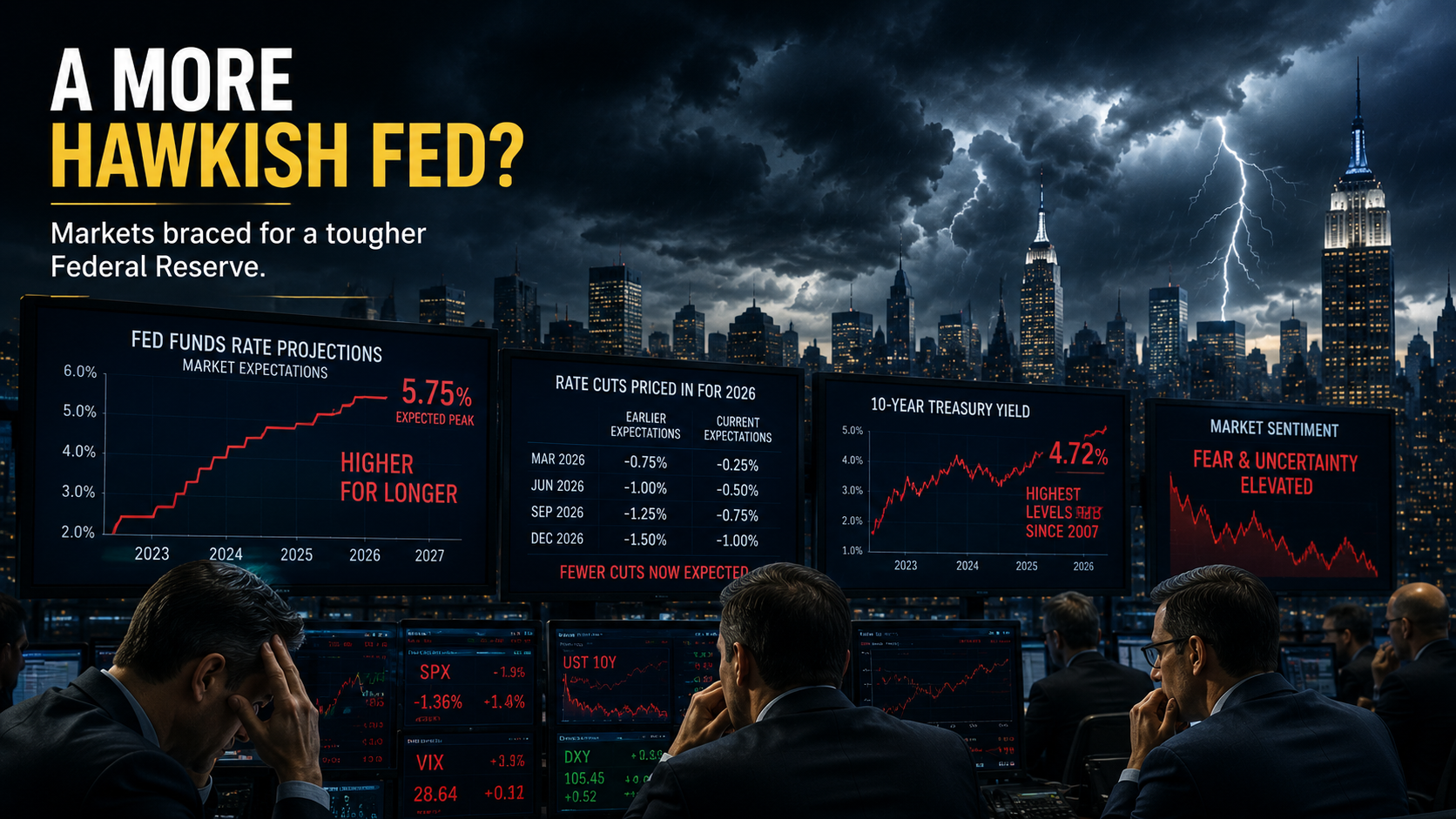 Market expectations for a more hawkish Federal Reserve and prolonged high interest rates