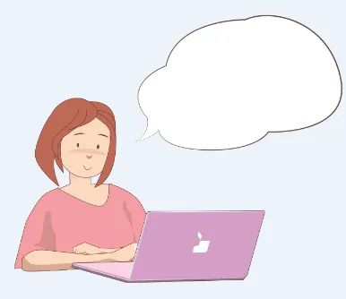 노트북으로 글을 작성하고 있는 여성