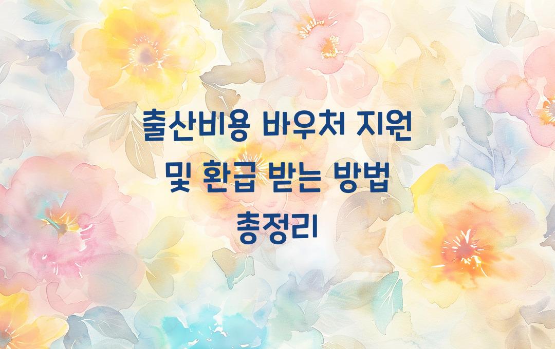 출산비용 바우처 지원, 의료비·약품비·산후조리원비 환급 받는 방법