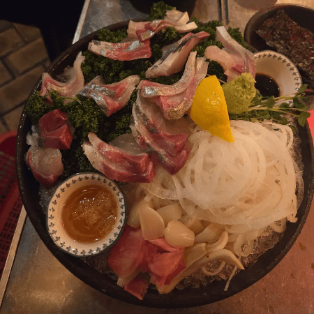 줄 무늬 전갱이 회(시마아지)