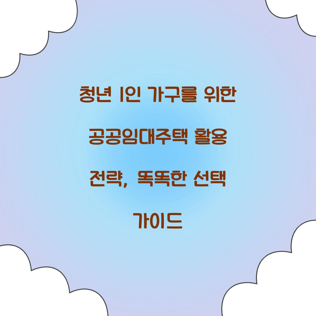 청년 1인 가구를 위한 공공임대주택 활용 전략