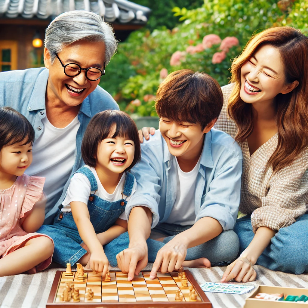 가족이 보드게임하는 시간
