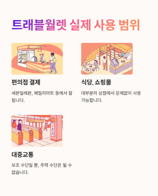 트래블월렛 실제 사용 범위