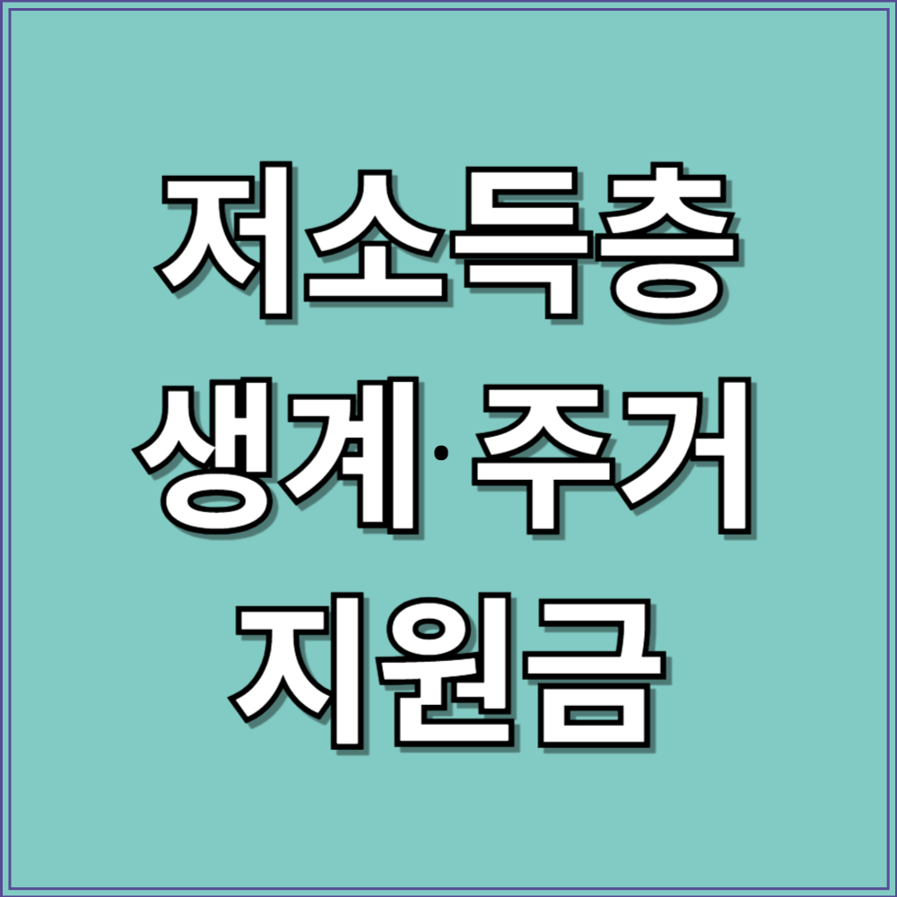 저소득층 생계/주거 지원금